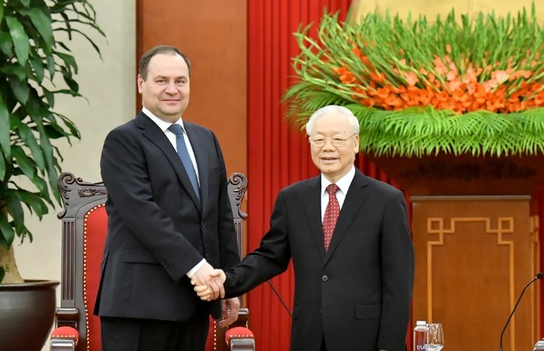 Tổng Bí thư Nguyễn Phú Trọng tiếp Thủ tướng Belarus